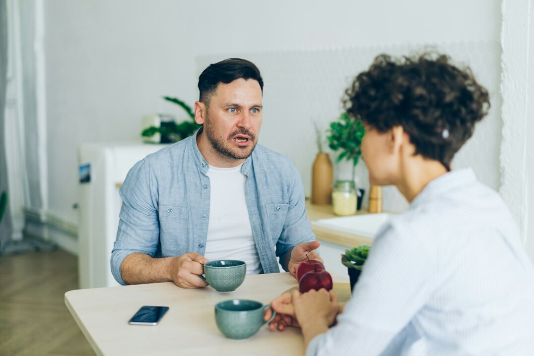two people discussing calmly