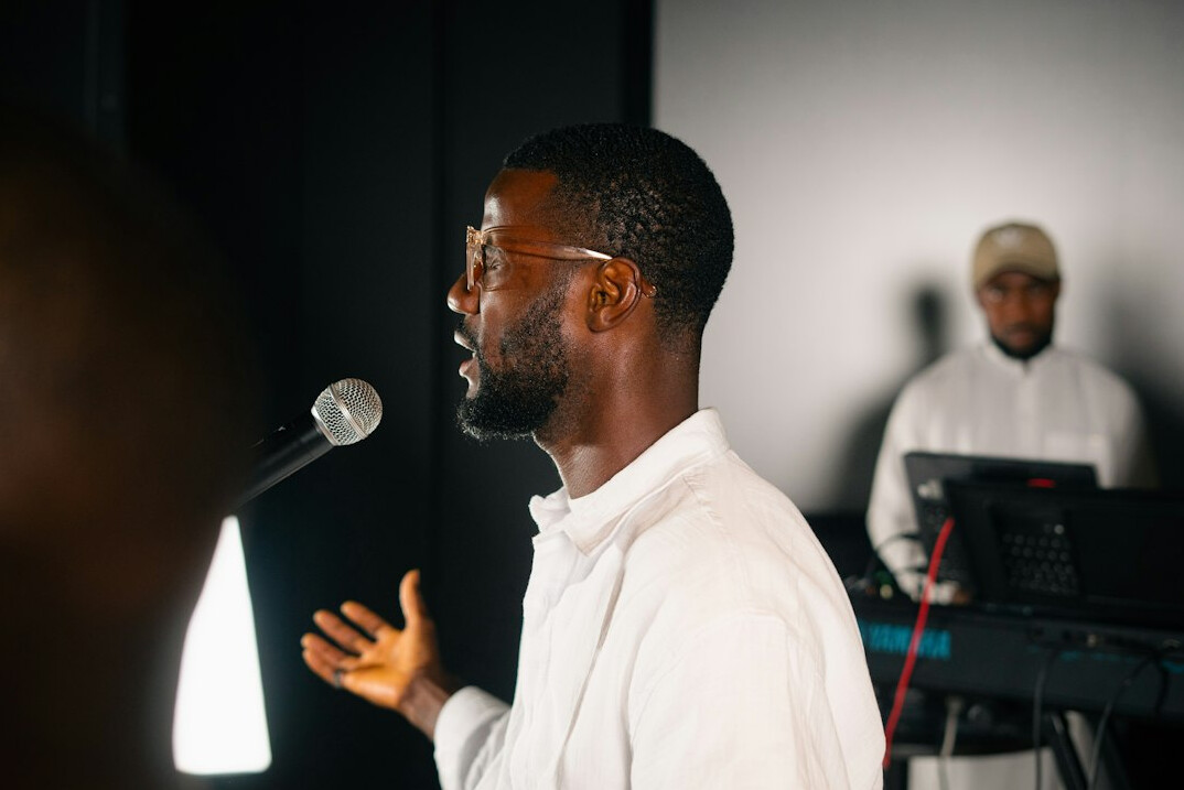 person practicing speech