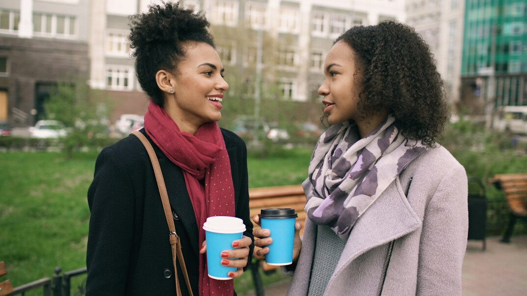 two friends talking deeply