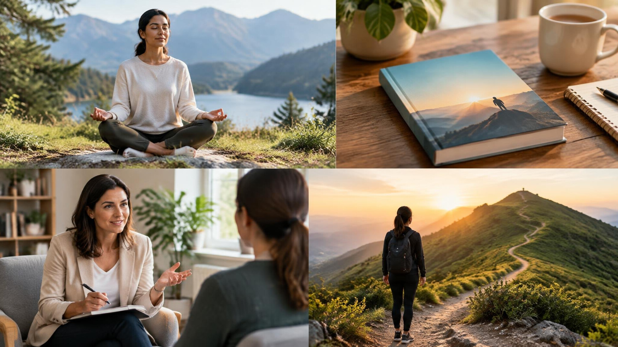 person meditating in nature